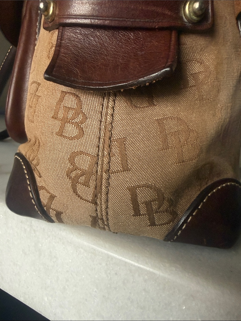 Dooney & Bourke Tan and Dark Brown Signature Shoulder Bag - Picture 13 of 13